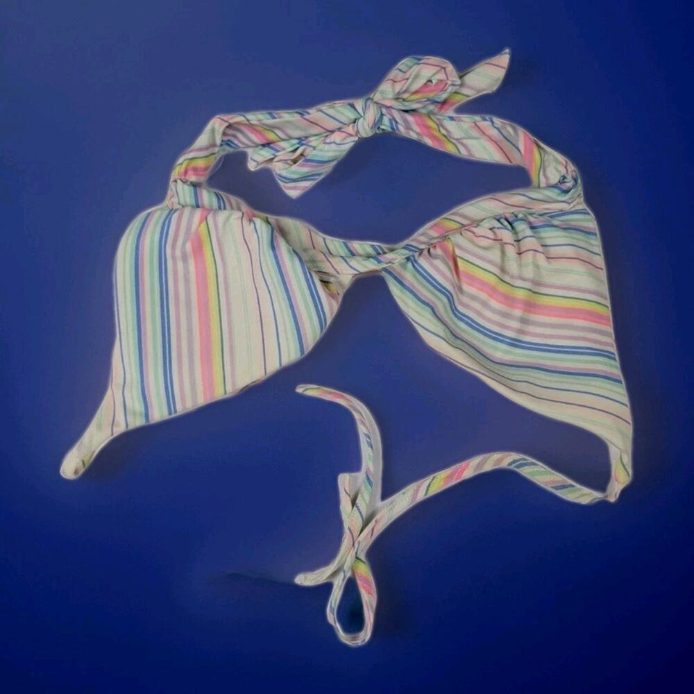 Victoria's Secret Women's Swimwear Striped Multi-Color Bikini Top Size Medium